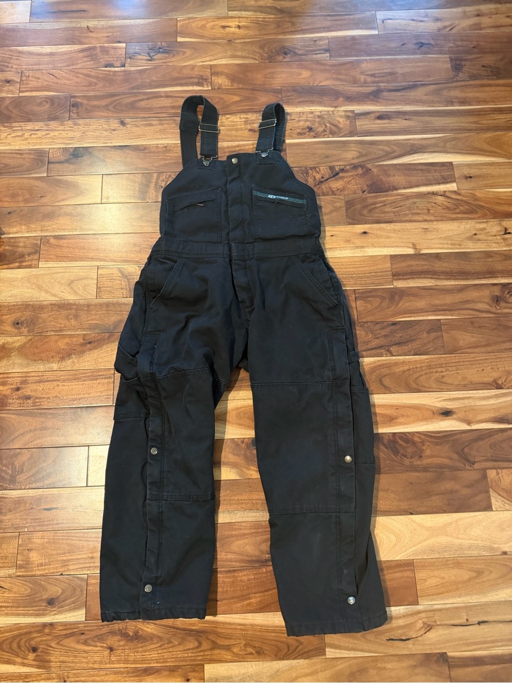Men's KEY Black Men's Utility Bib Overalls medium short lightly used